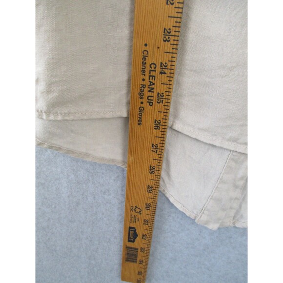 Ellen Tracy Womens Medium Linen Top Beige Tassel Zip Coastal Lagenlook Pockets - Picture 11 of 12